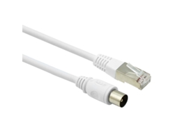Force Power Cabo de TV Coaxial 9.52mm / Ethernet RJ45 CAT8 Macho/Macho 2m Branco