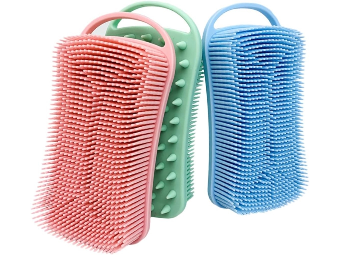 Lurelia Conjunto De 3 Escovas De Silicone Para Duche, Silicone Macio, Dupla Face E Massagem Suave, Rotina Spa Prático