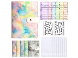 A6 Refillable Leather Notebook With 12-zipper Pouches, Pu Faux Leather Cash Budget Planner, Tie Dye Pink Cover, 8-zipper
