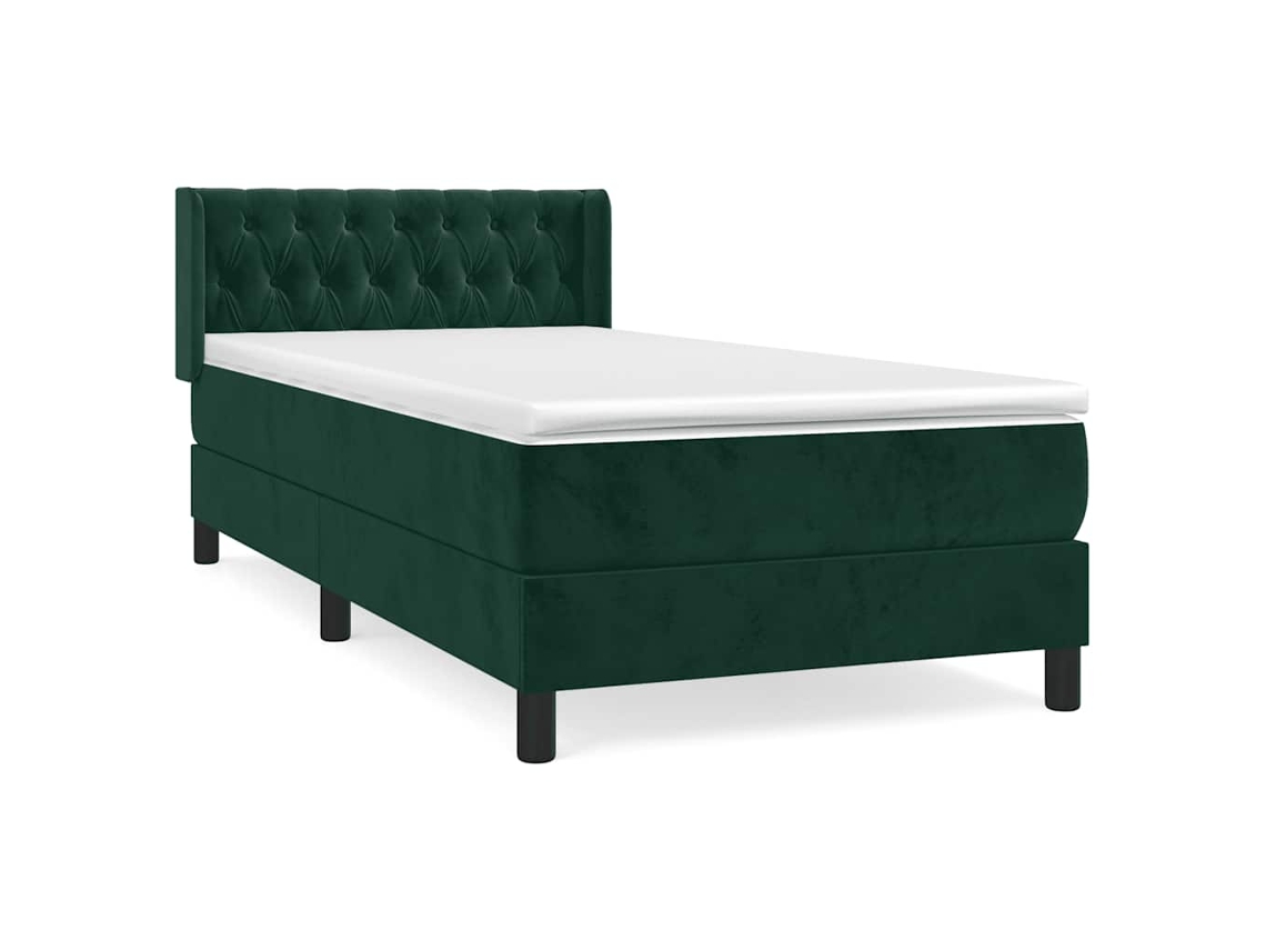 Cama com Molas/colchão 90x200 Cm Veludo Verde escuro MAISON EXCLUSIVE
