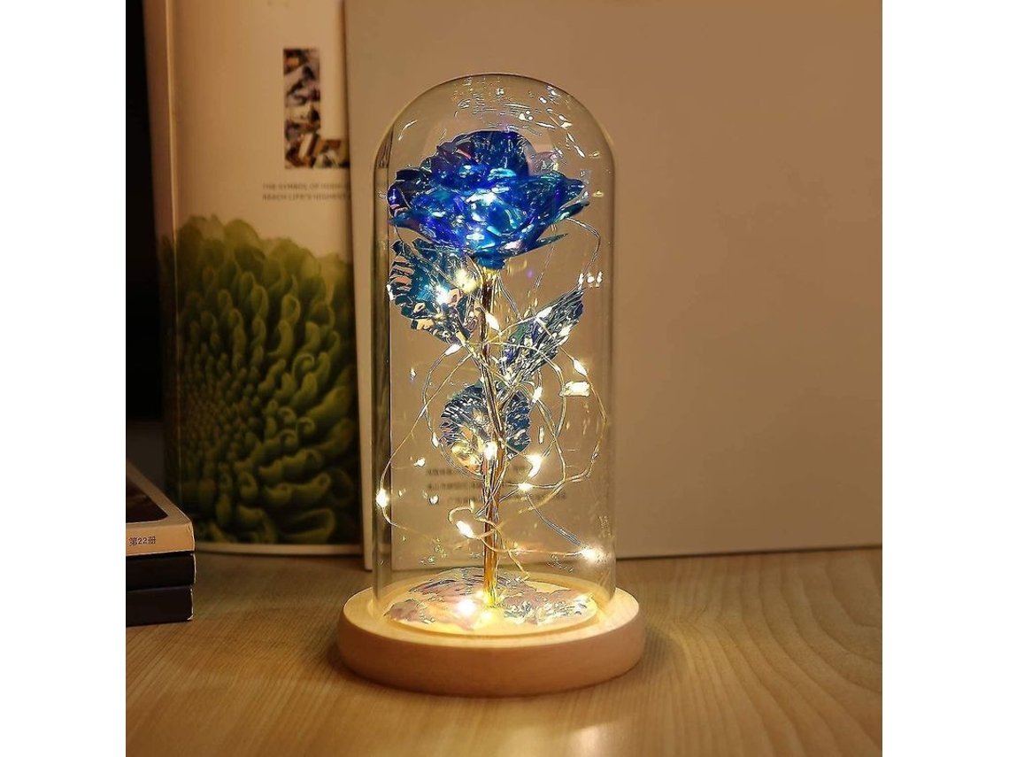 Rosa Encantada Com Luz Led Na Cúpula De Vidro Para Presentes De Natal E Dia De São Valentim