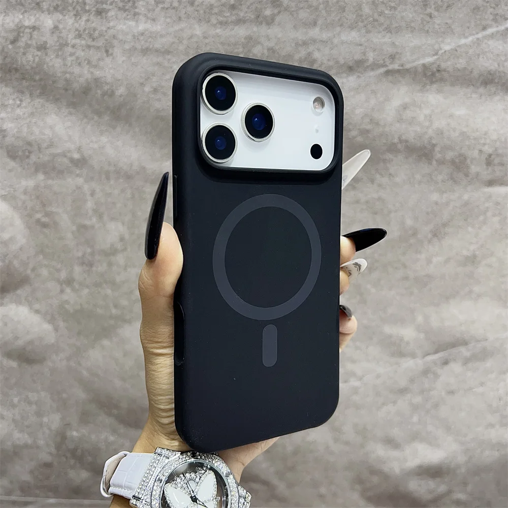 (iphone 15 Plus, Preto) Capa Protetora Magnética Magsafe Para Iphone, Feita De Silicone.