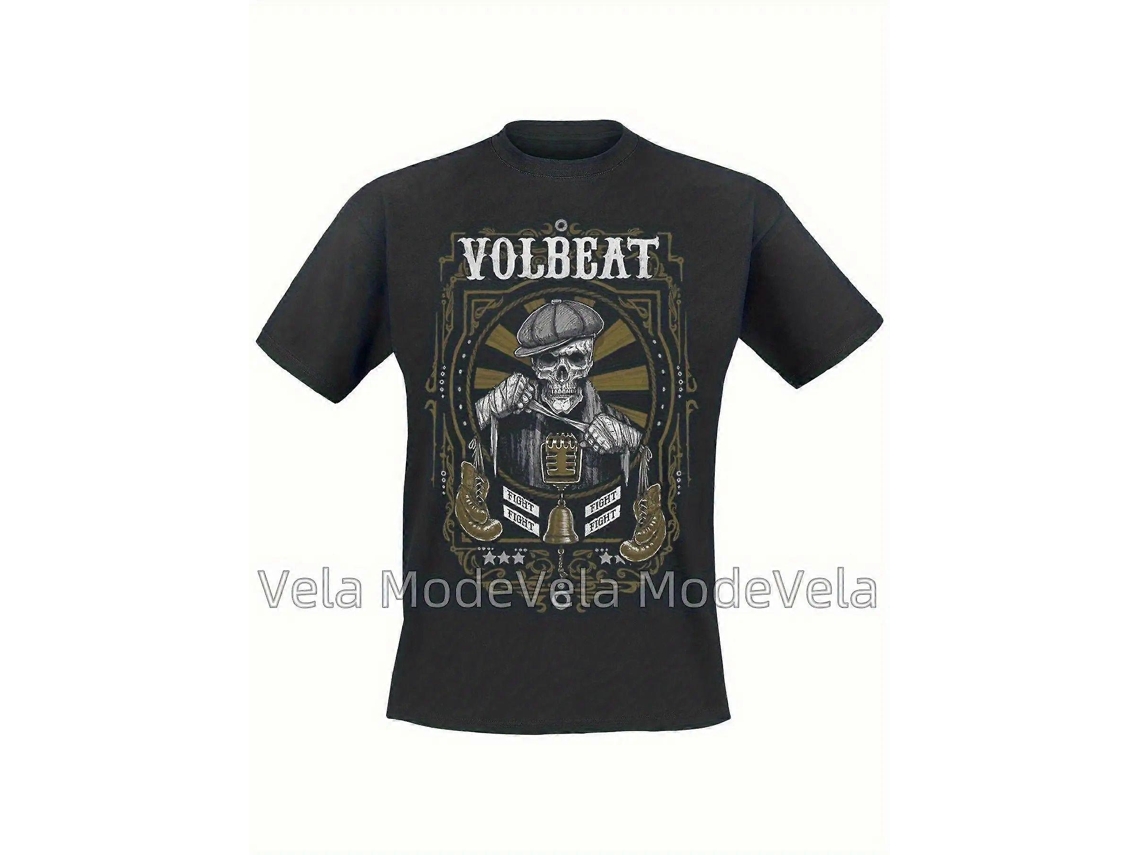 Camiseta Oficial da Banda Volbeat, 100 % Algodão 180gsm, Preta Respirável com Estampa de Esqueleto e Caneca de Cerveja, V Setui118 AQUAFORGE