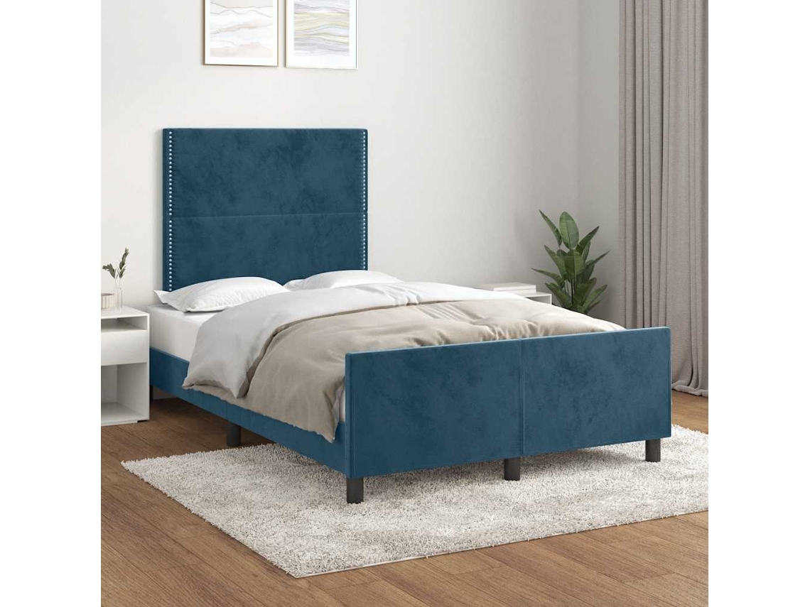 Vidaxl Estrutura De Cama Sem Colchão 120x200 Cm Veludo Azul