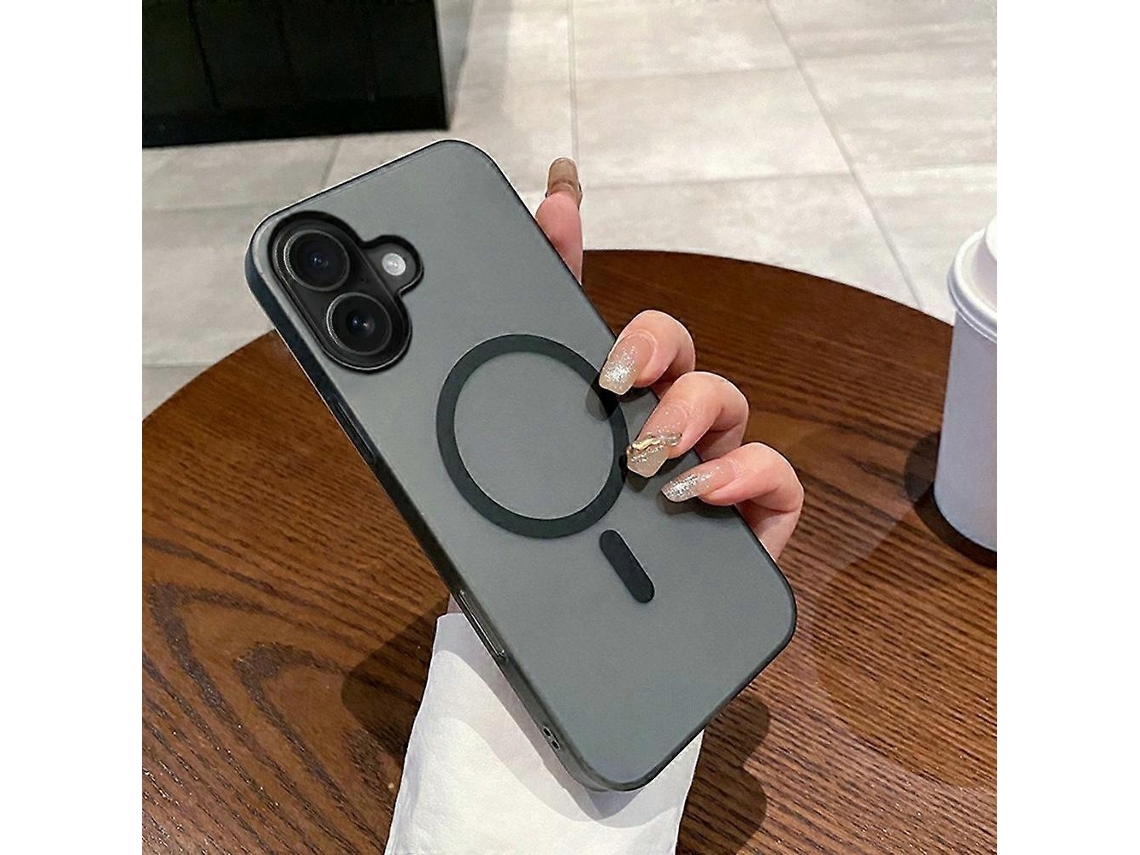 Capa Magnética Para Iphone 16 Plus Compatível Com Capa De Celular Magsafe Fosca - Preta Transparente
