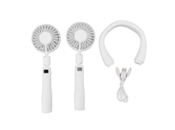 Ventilador de pescoço portátil recarregável com display LCD 3 velocidades ajuste de ângulo 360° S/MARCA