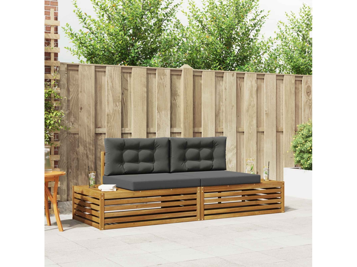 Vidaxl 2 Unid. Conjunto De Sofás Para Exterior Natural E Antracite
