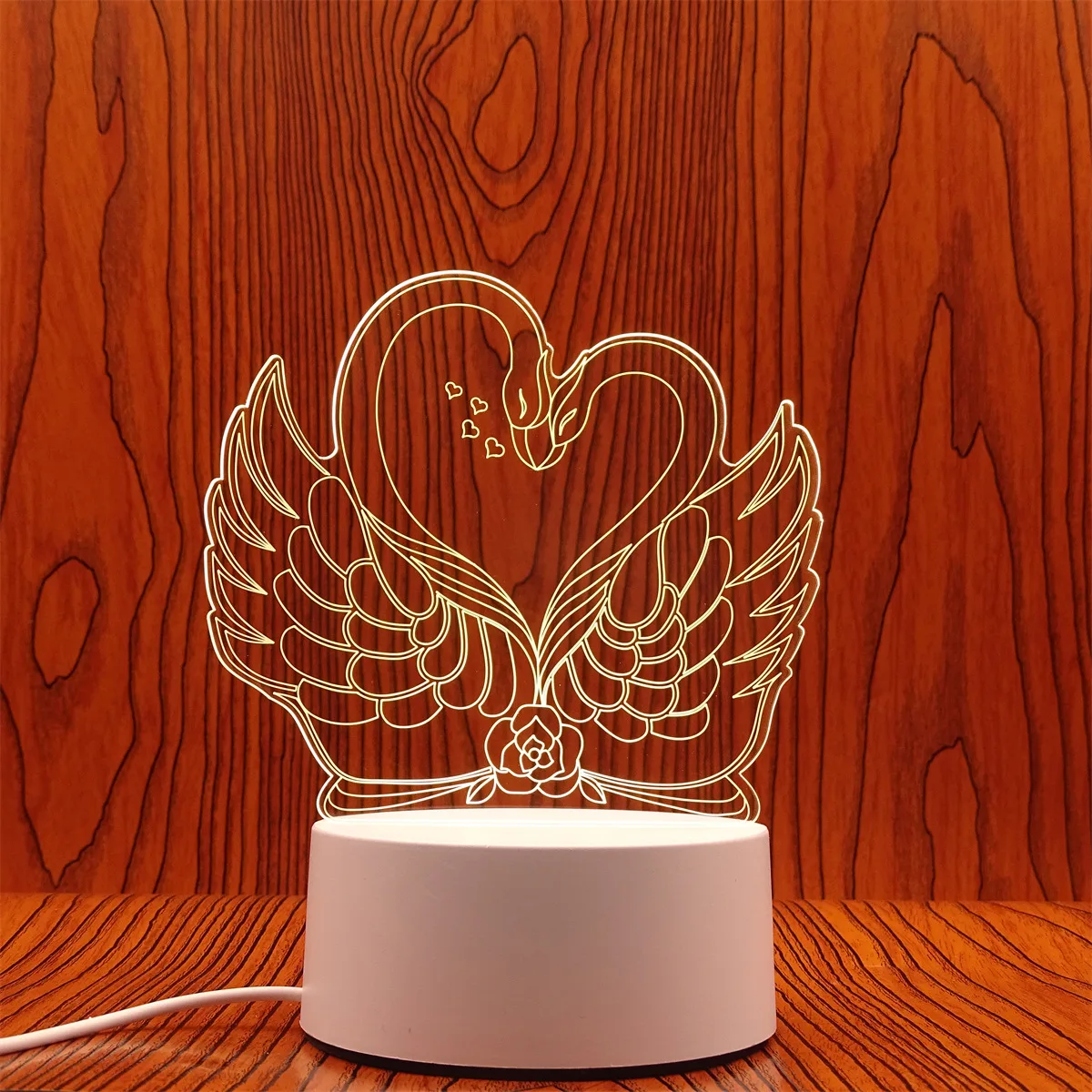 Luminária Noturna Led Usb 3d em Acrílico , Ideal para Decoração de Casa e Quarto. MDUG (3 Cores)