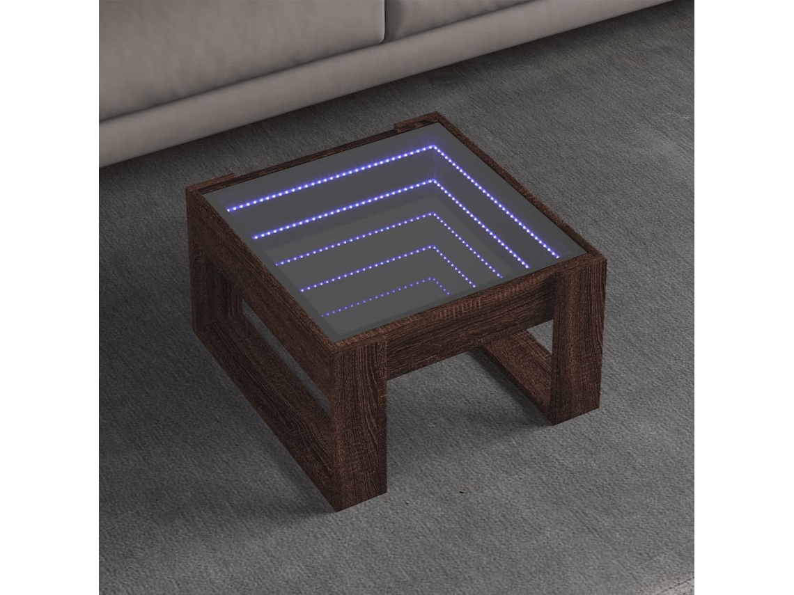 Vidaxl Mesa Centro Luzes Led Infinity 50x53x30 Cm Carvalho Castanho