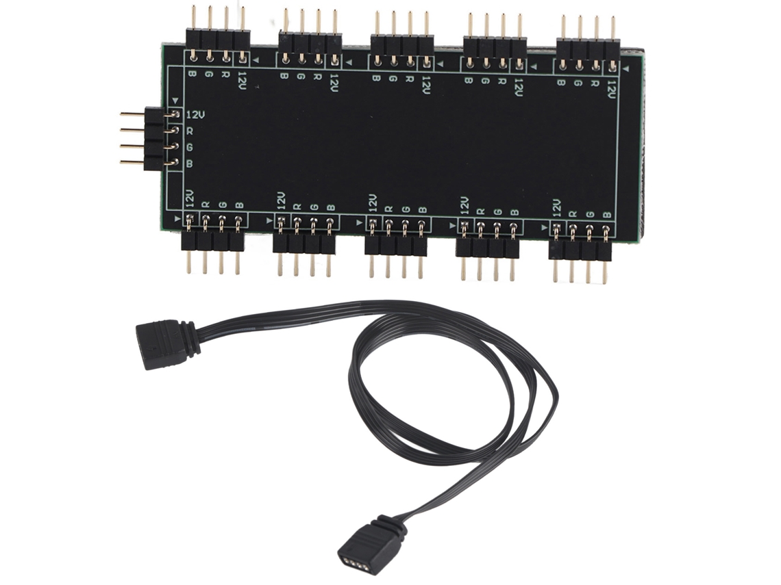 Hub Rgb De 10 Canais Para Computador, Extensão De Fio Para Cooler Rgb Da Placa-mãe Mod Pc, 12v 4-pinos