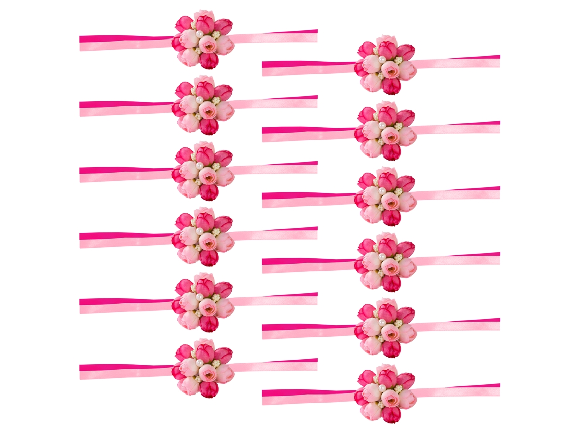 Conjunto de 12 Pulseiras de Flores para Noivas, Damas e Casamentos LAXISCREED