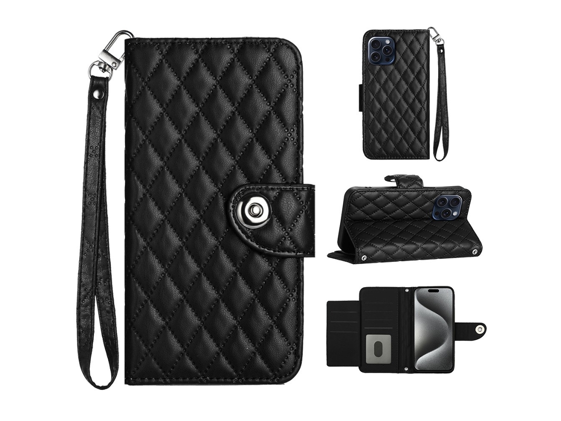 Capa Para Iphone 14 Pro Max Pele Sintética Preto
