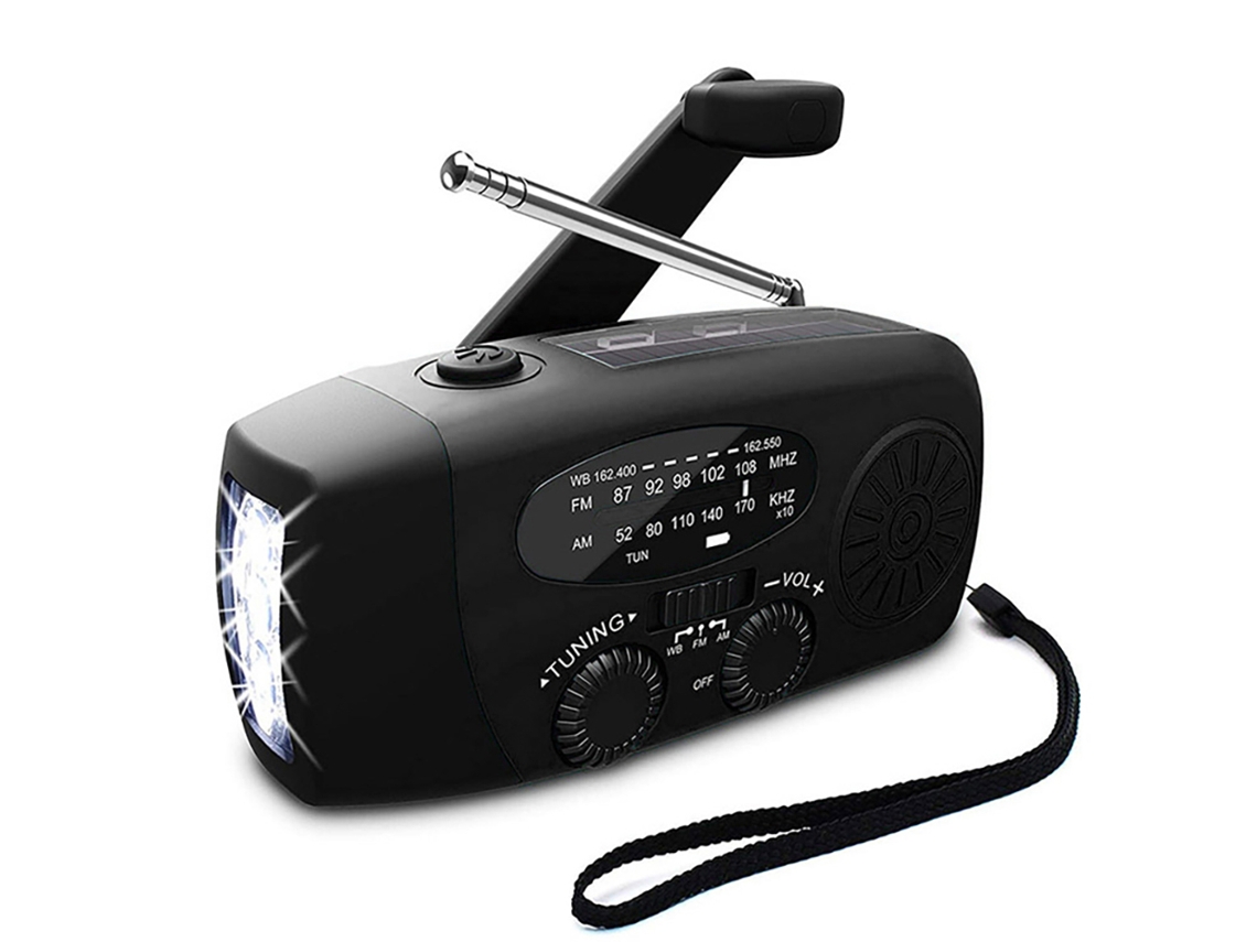 Rádio Inteligente Com Manivela (rádio De Emergência), Lanterna Com Célula Solar E Bateria Externa