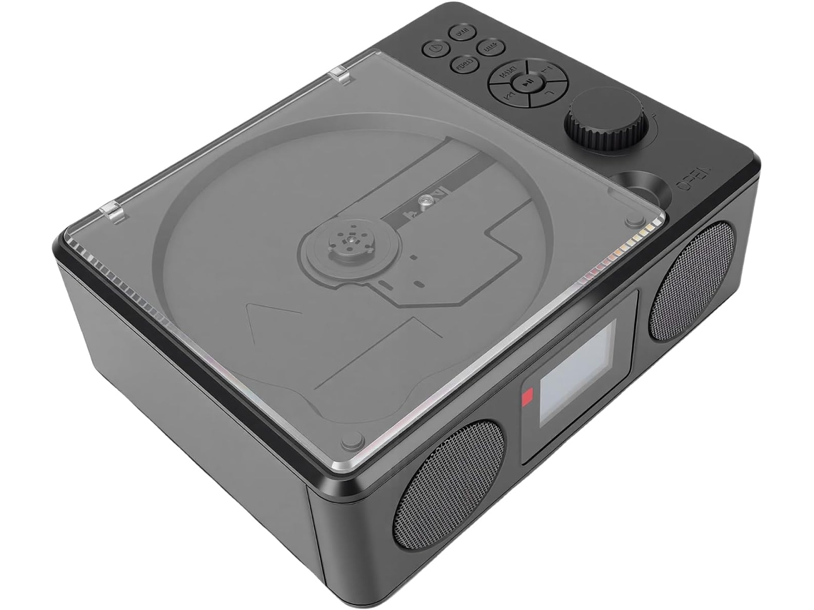 Leitor Cd Portátil Retrô Licaevey Com Bluetooth 5.0, Alto-falantes Hifi Duplos E Rádio Fm, Bateria