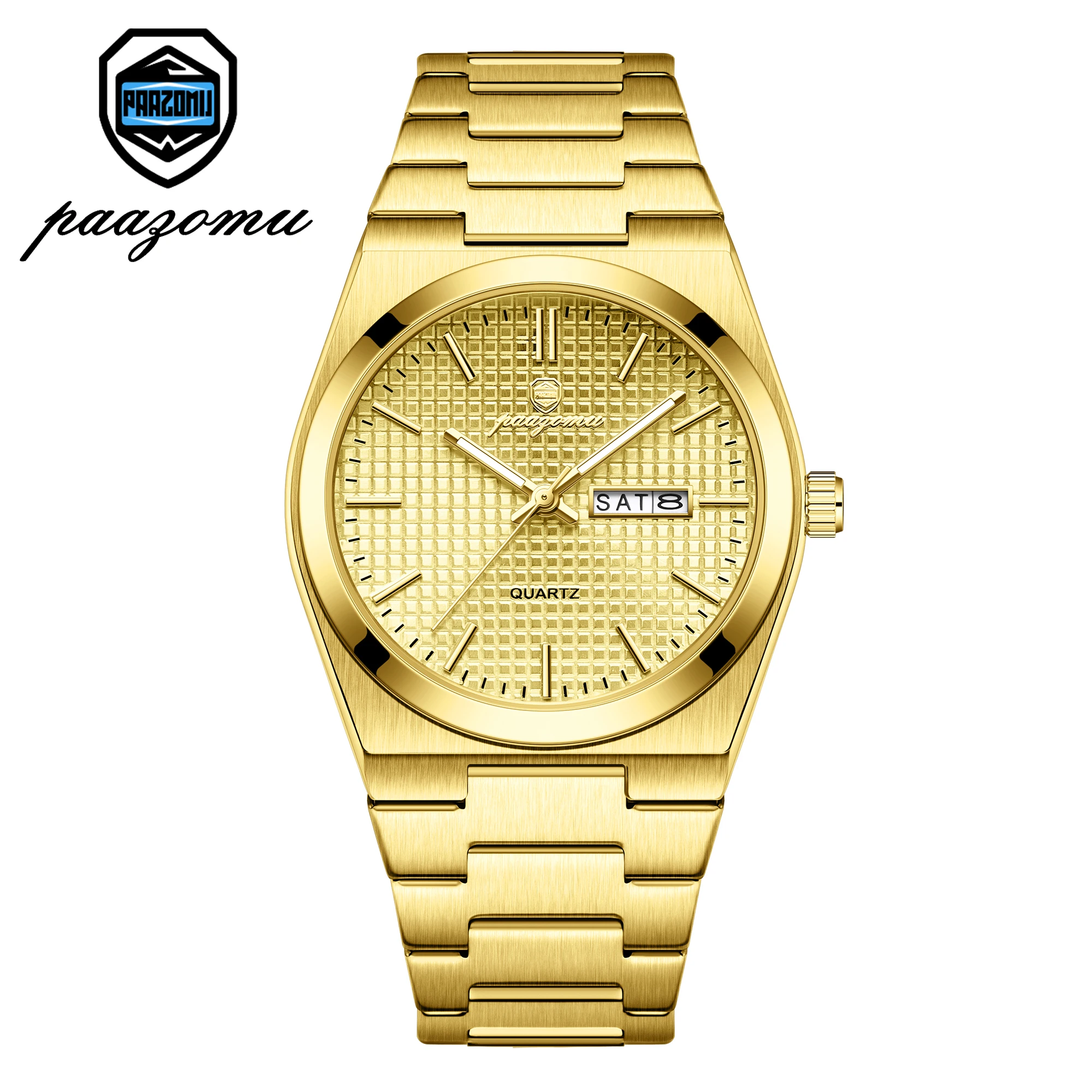 Relógio Original À Prova D'água (dourado), Em Aço Inoxidável, Para Negócios, Com Mecanismo De Quartzo.