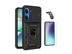 Kit Vidro Clearglass Capa Magnetic Slide Window Suporte L Phonecare Para Xiaomi Poco C85 - Preto