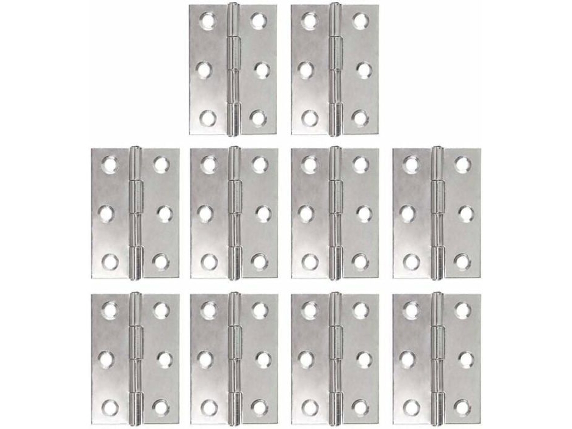 Conjunto De 10 Dobradiças De Aço Inoxidável, Dobráveis De 48 Mm Com 6 Furos De Montagem Para Móveis E Vasos De Plantas
