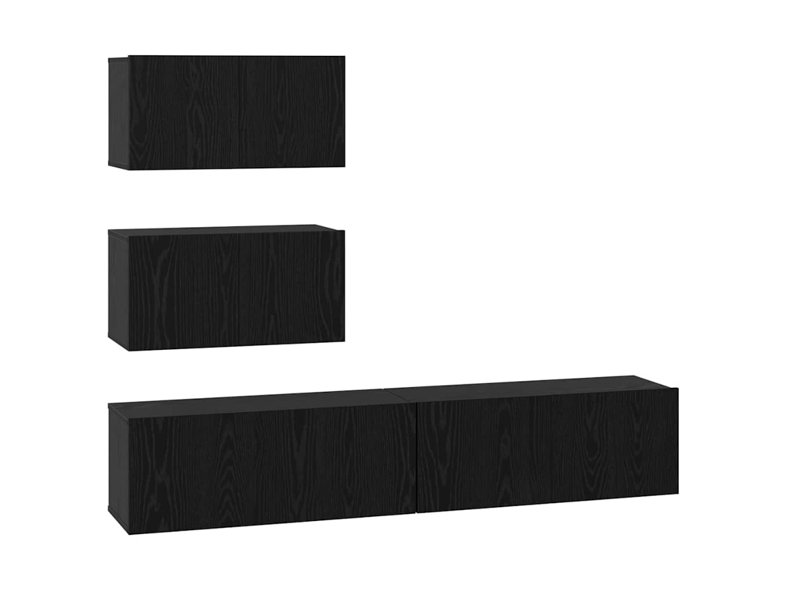Conjunto Móvel TV MAISON EXCLUSIVE 4 Peças Carvalho Preto Madeira Processada