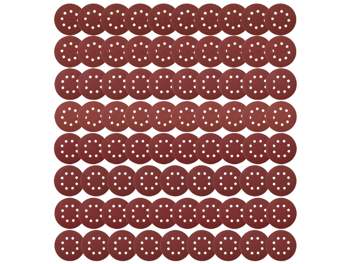 Conjunto De Lixas Com 80 Folhas Lixa Nylon Para Lixadeiras Orbitais Aleatórias Ø 125 Mm 40/60/80/100/150/180/240/320(10 Cada Granulometria)