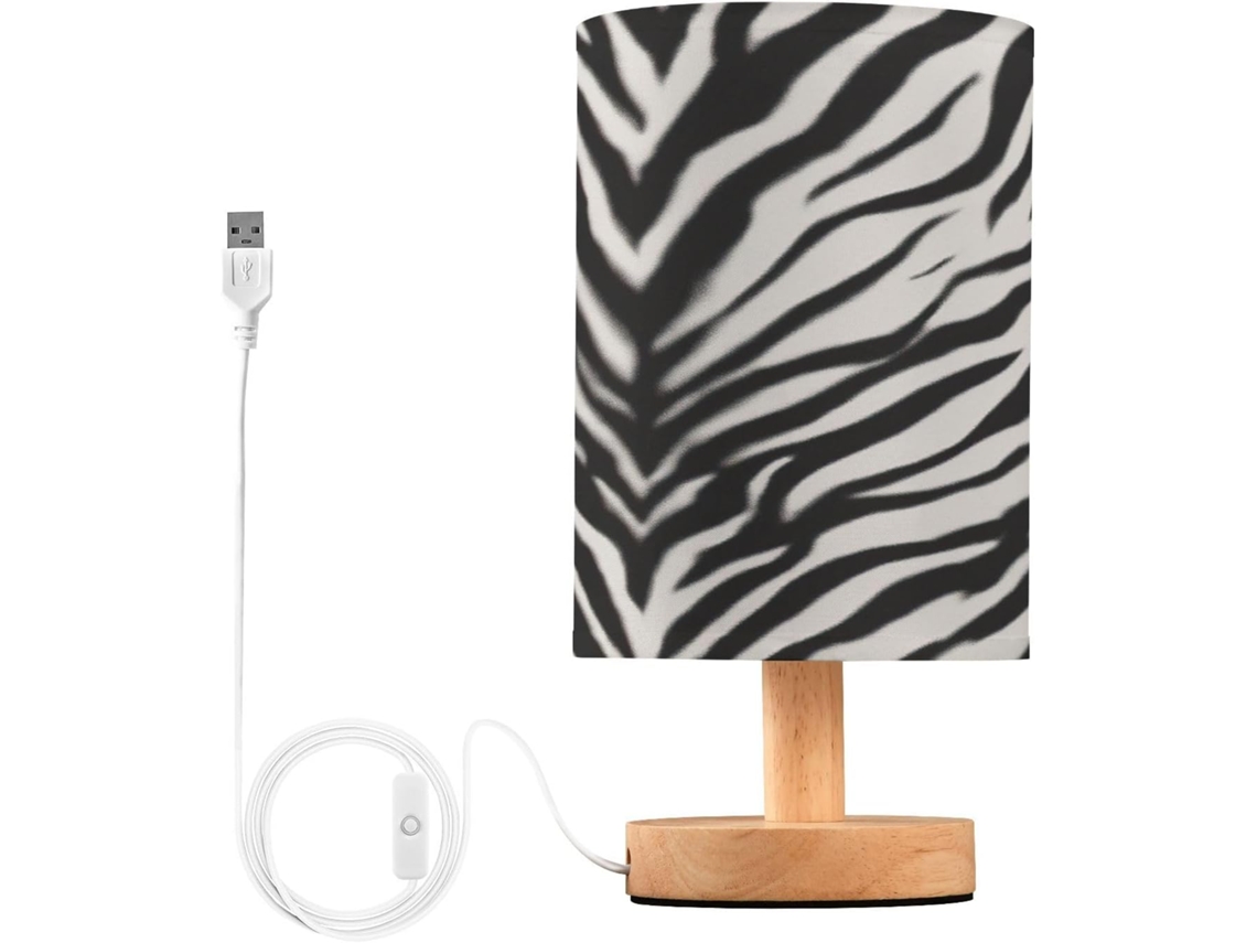 Abajur De Cabeceira Com Estampa Zebra Para Quarto, Luminária De Cabeceira Led, Luminária De Leitura Com Portas Usb E