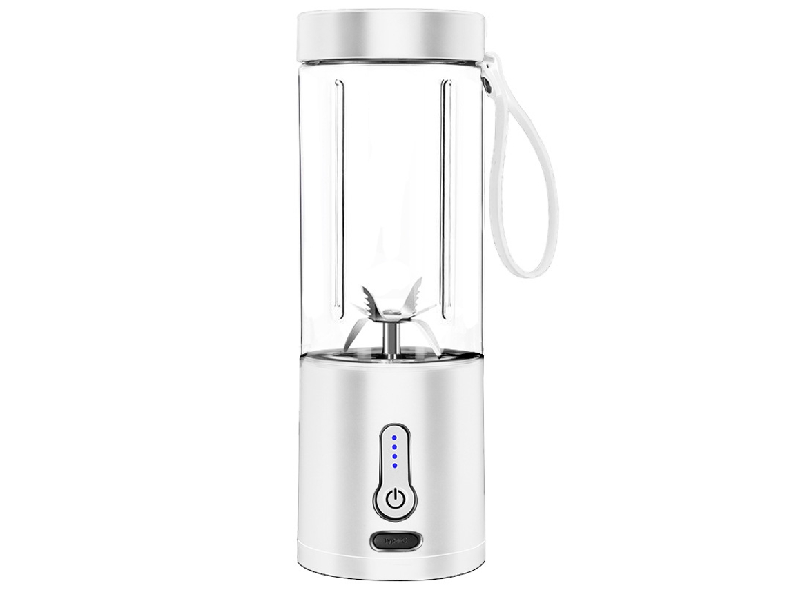 Lurelia Liquidificador Portátil Recarregável Usb, 530ml, 6 Lâminas, Aço Inoxidável, Para Sumos, Branco