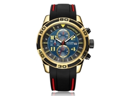 Reloj De Cuarzo Simple Y Fashionable Multifuncional Para Hombre (oro+dial Azul)