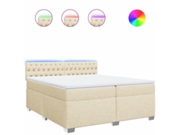 Cama com Molas/colchão 200x200 Cm Tecido Cor Creme MAISON EXCLUSIVE
