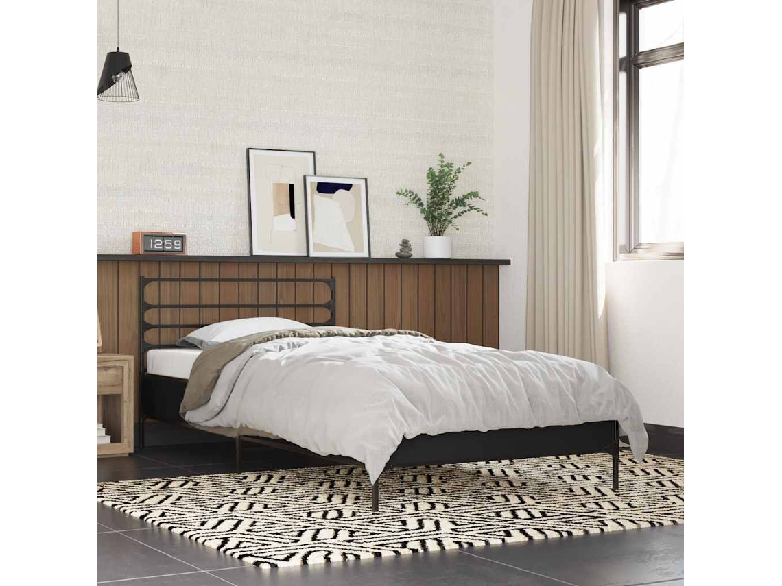 Vidaxl Estrutura De Cama 100x200 Cm Derivados De Madeira/metal Preto