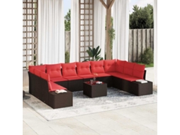 Vidaxl Conjunto De Sofá De Jardim 11 Unid. Castanho Vime Pe