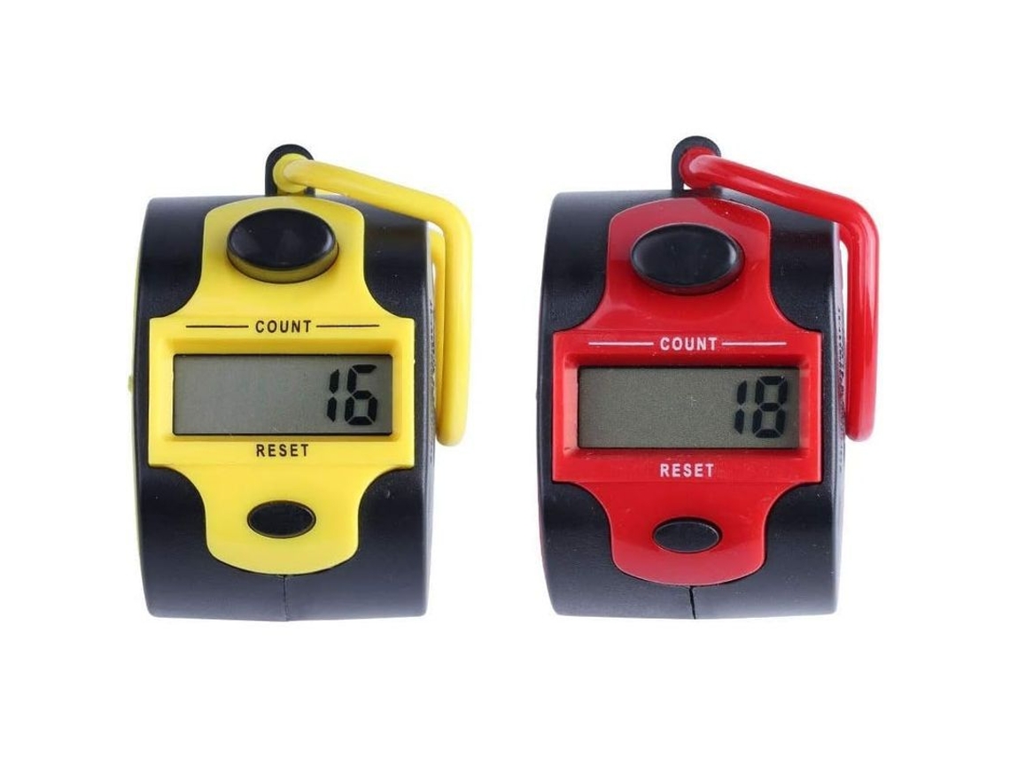 Contadores digitais portáteis Linjou, clickers de golfe, 2 unidades, vermelho e amarelo