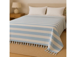 Colcha ONÍRICA Multiusos C/Franja Azul (Algodão - 210x240 cm)
