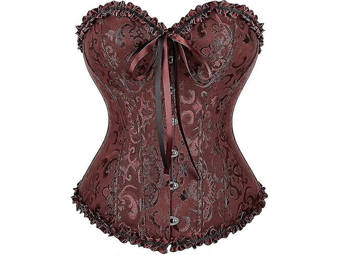 Top Corset Feminino com Fecho Busk e Costura Ajustável Ideal para Todas as Ocasiões Marrom