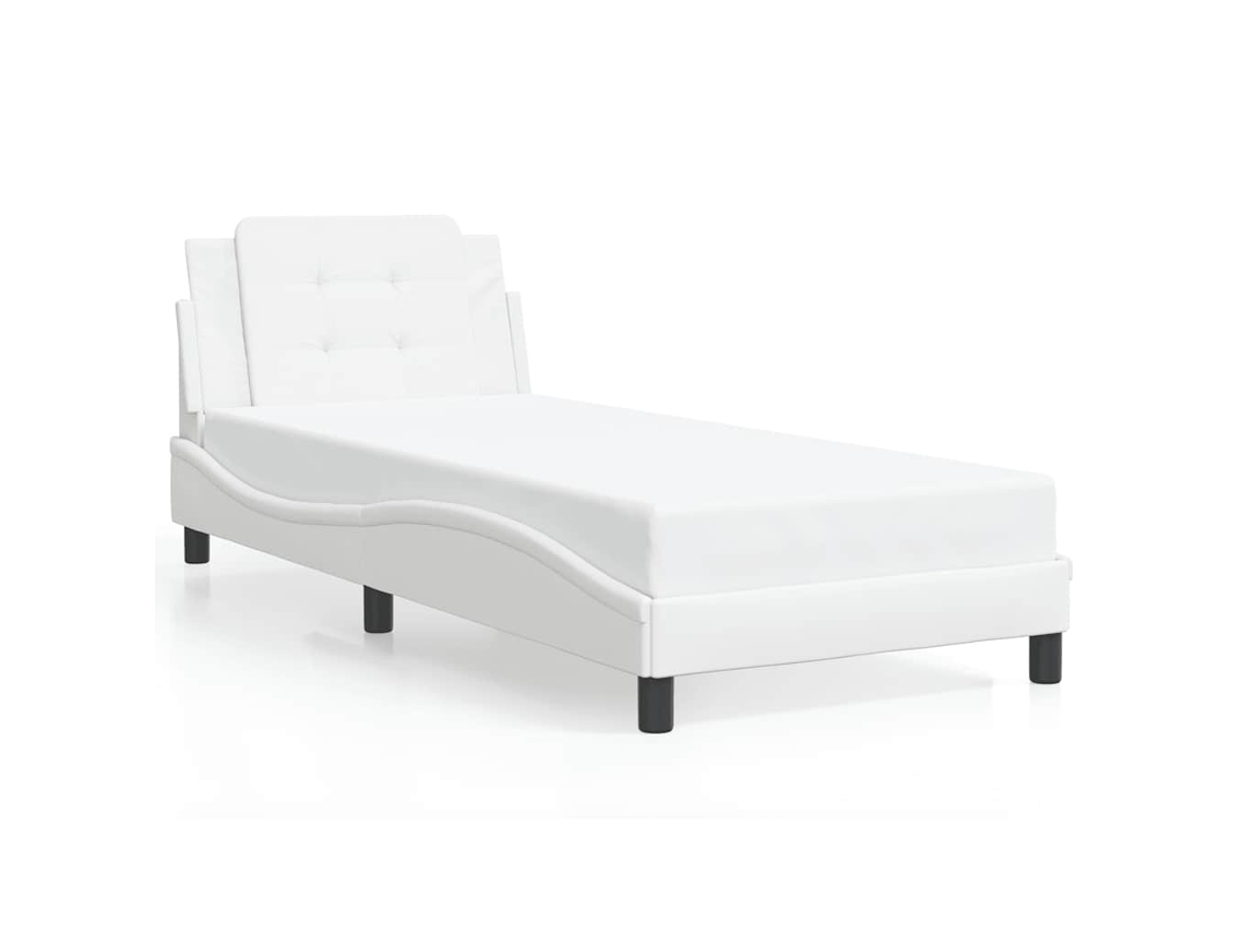 Estrutura de Cama Zadar Couro Artificial Branco 100x200 cm