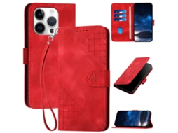 Capa Para Iphone 15 Pro Pele Sintética Vermelho