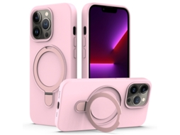 Capa Mobile Phone Cases Magsafe Liquid With Ring para iPhone 13 Pro Max Silicone Magnética Rosa