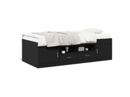 Sofá cama com Gavetas Sem Colchão 100x200 Cm Preto MAISON EXCLUSIVE