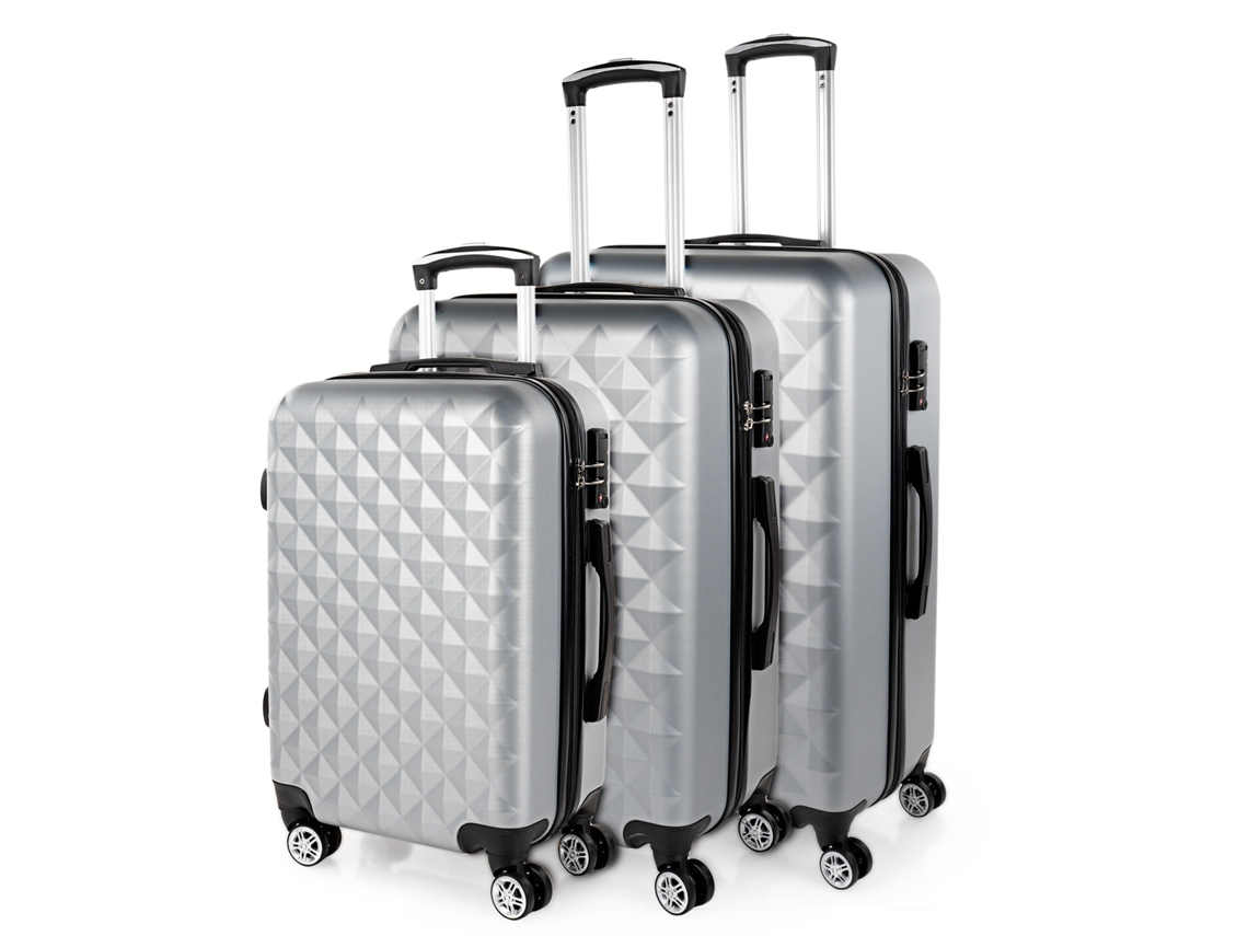 Conjunto de Malas Rígidas ITACA Diamond Prata Abs 49 5X77 5X27 Cm 91L