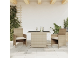 Vidaxl 3 Pcs Conjunto Bistrô Com Almofadões Vime Pe Bege