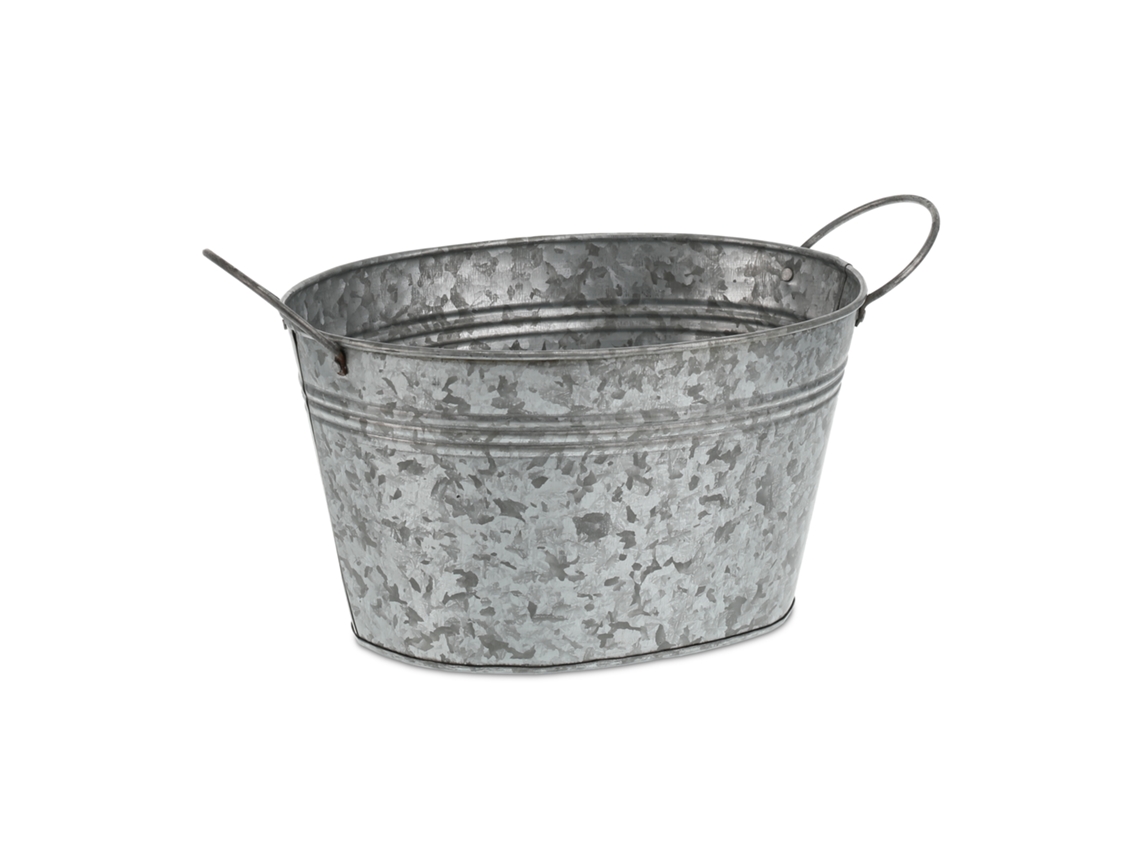 Conjunto De 4 Banheiras De Zinco Relaxdays, Metal Galvanizado Para Jardim, Axlxp: 15,5x29x17,5cm, Prateadas