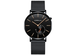 Relógio de pulso Crrju, design elegante, movimento de quartzo com caixa redonda e pulseira de couro 01