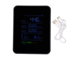 Detector de CO2 portátil, bateria operada, com HCHO, TVOC, temperatura, umidade, monitor de qualidade do ar 5 em 1 | S/MARCA