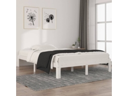 Vidaxl Estrutura De Cama 140x200 Cm Pinho Maciço Branco