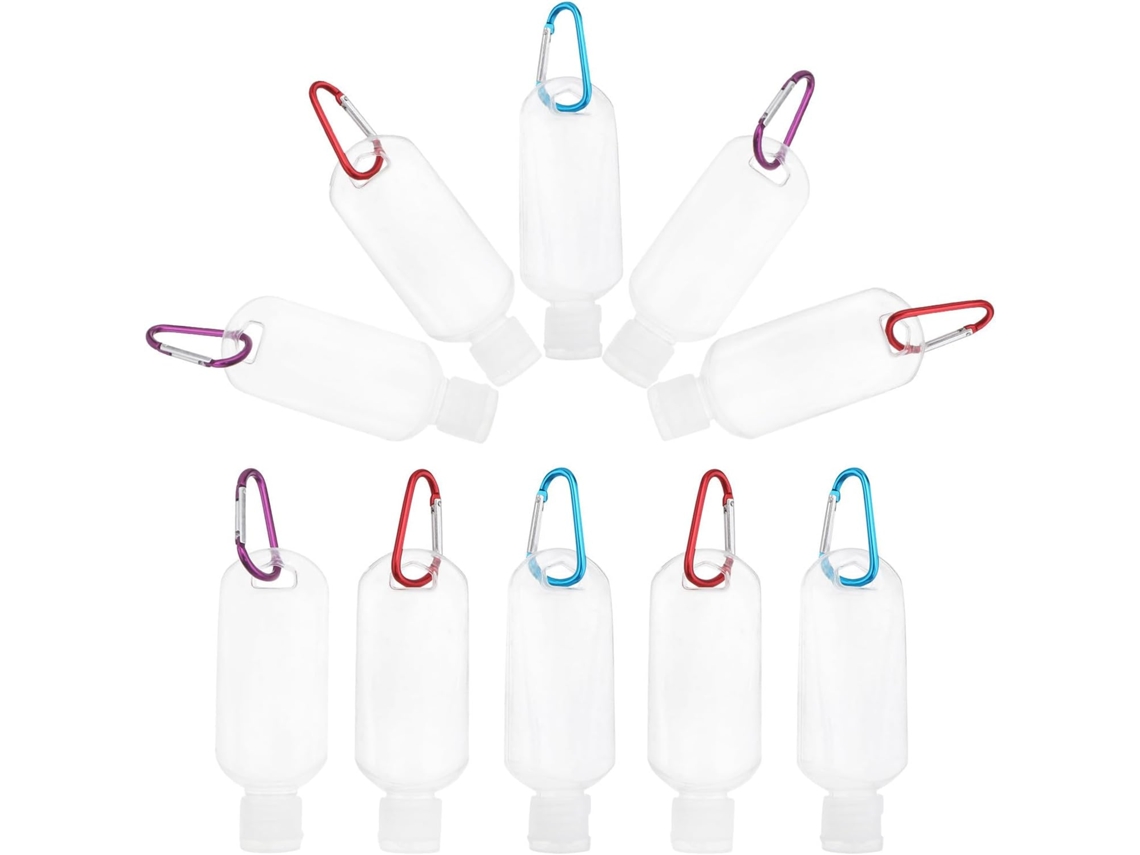 Garrafas Recarregáveis Com Gancho, 50ml, Petg, Pacote Com 10 Unidades, Cor Aleatória.