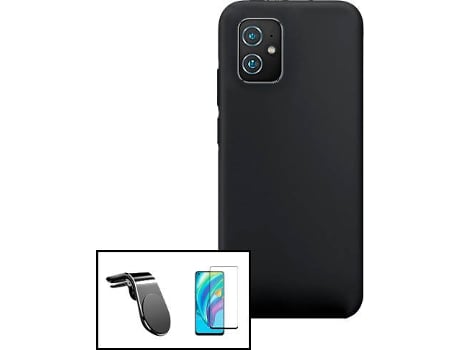 Capa + Película + Suporte Asus Zenfone 8 PHONECARE Silicone Líquido Preto