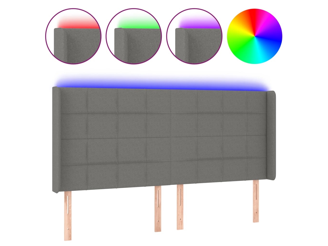 Led Headboard, Led Headboards Vidaxl Cinzeto Tecido (163 X 16 X 118/128 Cm)