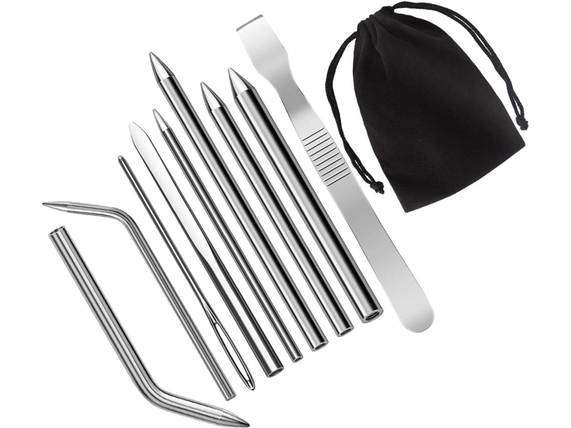 Kit Agulhas Para Paracord Em Aço Inoxidável, Com Agulhas De Costura E Ferramenta De Endireitar, Em Estojo De Veludo, Para Artesanato E Artesanato