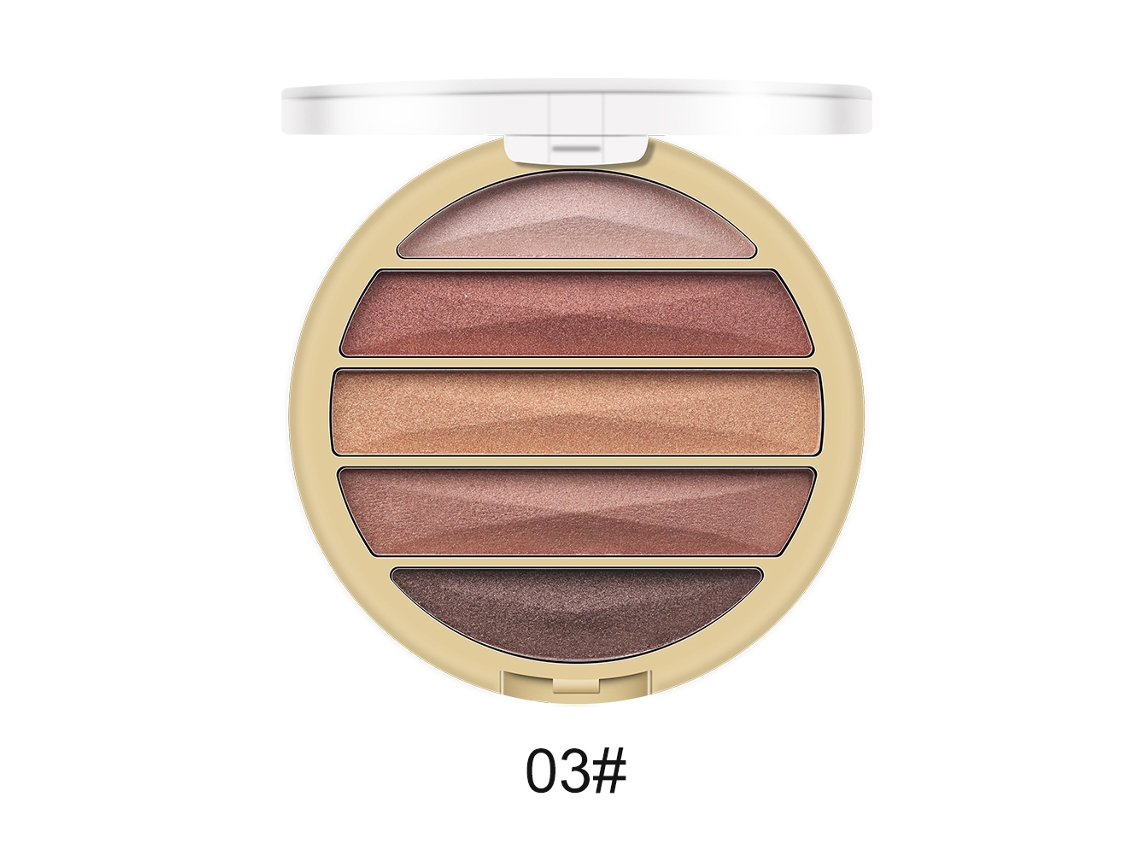 Sombra em pó com acabamento matte e brilho, 5 cores, ferramenta de maquiagem
