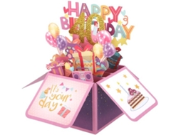 Kaart De Verjaardag - Pop-up - Wenskaart - Envelop - Cadeau - 3d Ontwerp 25,6x25,6x19,6cm