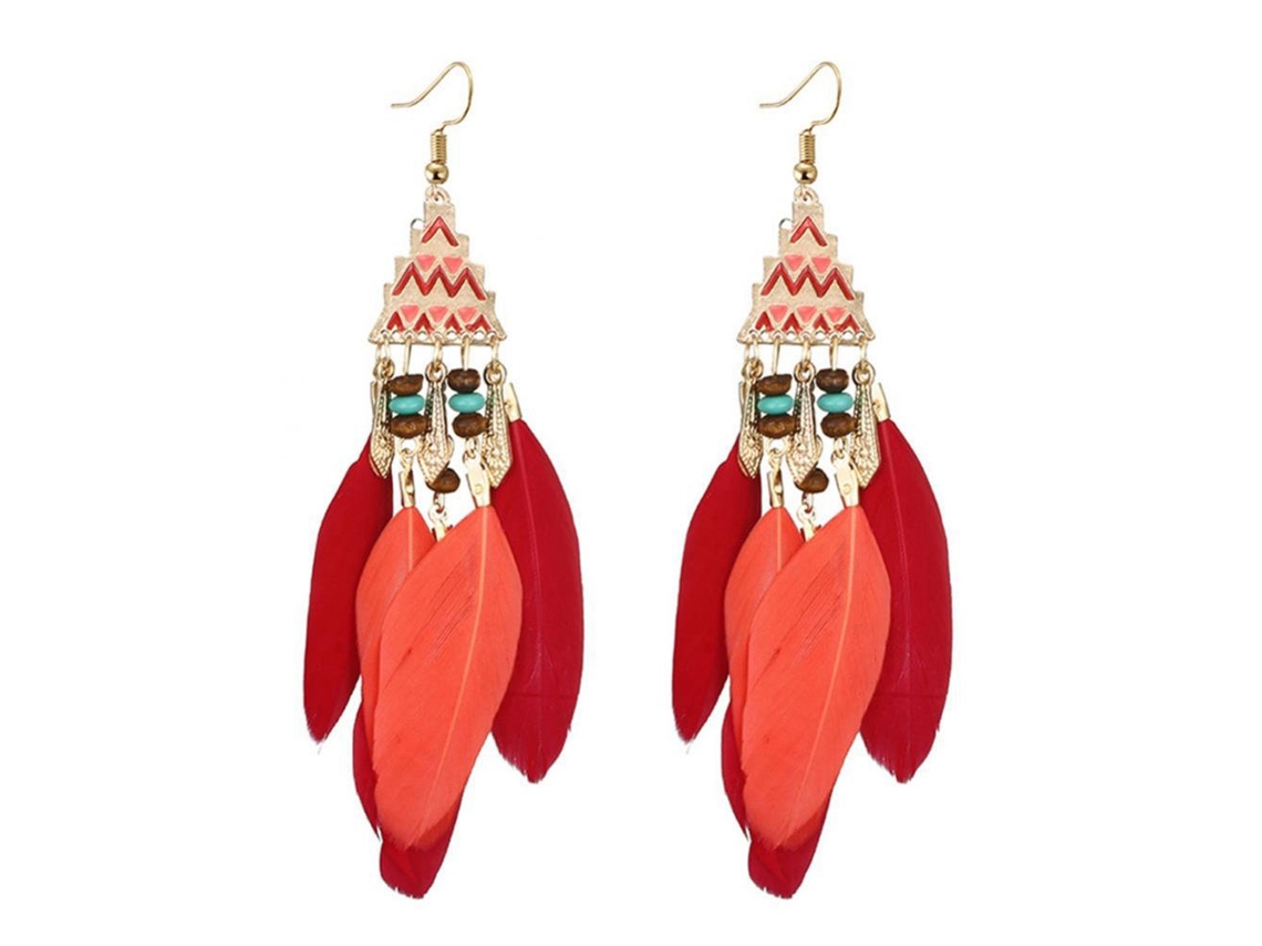 Brincos De Penacho Longo Moda Bohemiana Acessório Feminino