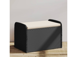 Vidaxl Banco De Arrumação Com Almofadão 80x51x52 Cm Vime Pe Preto